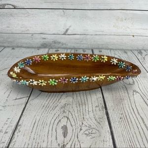 Vintage Elbee Italy Bowl Mid Century Pottery Candy Dish Flowers Hand Painted